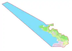 Mapa konturowa gminy Ankaran, po prawej nieco na dole znajduje się punkt z opisem „Ankaran”