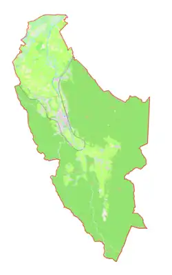 Mapa konturowa gminy Borovnica, blisko centrum na lewo znajduje się punkt z opisem „Borovnica”