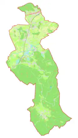 Mapa konturowa gminy Brezovica, blisko centrum na lewo znajduje się punkt z opisem „Kamnik pod Krimom”
