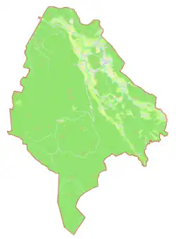 Mapa konturowa gminy Dolenjske Toplice, u góry znajduje się punkt z opisem „Dolenje Gradišče”
