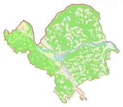 Mapa konturowa gminy Dravograd, u góry po lewej znajduje się punkt z opisem „Libeliče”
