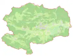 Mapa konturowa gminy Horjul, po lewej znajduje się punkt z opisem „Vrzdenec”