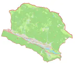 Mapa konturowa gminy Jesenice, na dole po prawej znajduje się punkt z opisem „Potoki”