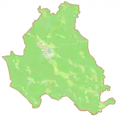 Mapa konturowa gminy Kočevje, blisko centrum na lewo znajduje się punkt z opisem „Breg pri Kočevju”