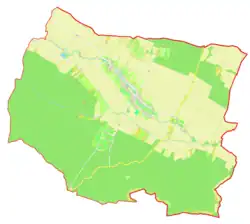 Mapa konturowa gminy Kobilje, w centrum znajduje się punkt z opisem „Kobilje”