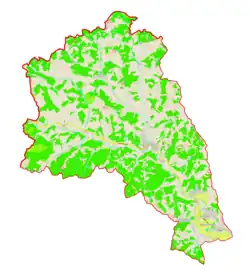 Mapa konturowa gminy Kungota, po lewej znajduje się punkt z opisem „Pesnica”