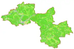 Mapa konturowa gminy Litija, blisko centrum na lewo znajduje się punkt z opisem „Litija”