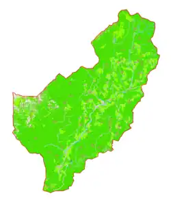 Mapa konturowa gminy Luče, po prawej znajduje się punkt z opisem „Krnica”