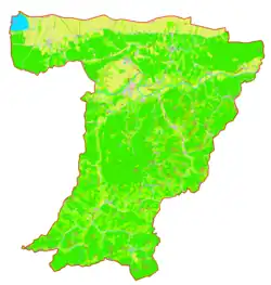 Mapa konturowa gminy Majšperk, blisko centrum na dole znajduje się punkt z opisem „Dol pri Stopercah”