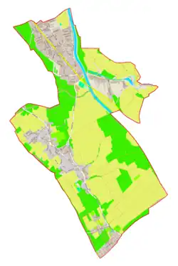 Mapa konturowa gminy Miklavž na Dravskem polju, u góry nieco na lewo znajduje się punkt z opisem „Miklavž na Dravskem polju”