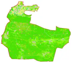 Mapa konturowa gminy Miren-Kostanjevica, blisko dolnej krawiędzi po lewej znajduje się punkt z opisem „Sela na Krasu”