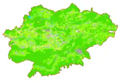 Mapa konturowa gminy Moravče, po lewej znajduje się punkt z opisem „Gorica”