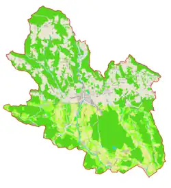 Mapa konturowa gminy Oplotnica, w centrum znajduje się punkt z opisem „Oplotnica”