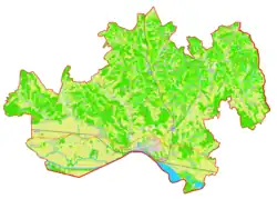 Mapa konturowa gminy Ormož, u góry znajduje się punkt z opisem „Cerovec Stanka Vraza”