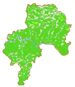 Mapa konturowa gminy Podvelka, w centrum znajduje się punkt z opisem „Javnik”