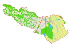 Mapa konturowa gminy Rače-Fram, blisko centrum na lewo u góry znajduje się punkt z opisem „Kopivnik”