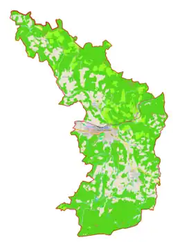 Mapa konturowa gminy Ravne na Koroškem, na dole po prawej znajduje się punkt z opisem „Kotlje”