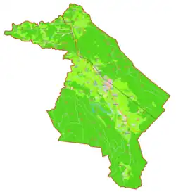 Mapa konturowa gminy Ribnica, u góry po lewej znajduje się punkt z opisem „Črnec”