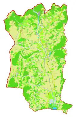 Mapa konturowa gminy Rogašovci, blisko centrum na prawo znajduje się punkt z opisem „Sveti Jurij”