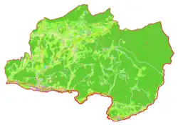 Mapa konturowa gminy Rogatec, po prawej nieco na dole znajduje się punkt z opisem „Log”