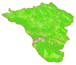 Mapa konturowa gminy Sežana, w centrum znajduje się punkt z opisem „Filipčje Brdo”