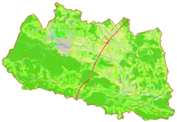 Mapa konturowa gminy Slovenske Konjice, blisko centrum na lewo u góry znajduje się punkt z opisem „Slovenske Konjice”