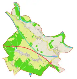 Mapa konturowa gminy Starše, w centrum znajduje się punkt z opisem „Starše”