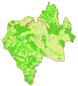 Mapa konturowa gminy Sveti Jurij ob Ščavnici, blisko centrum u góry znajduje się punkt z opisem „Biserjane”