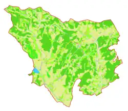 Mapa konturowa gminy Sveti Tomaž, blisko centrum na prawo znajduje się punkt z opisem „Mala vas pri Ormožu”