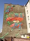 Mural przedstawiający kurę w Katowicach