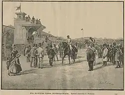 Na nowym torze wyścigowym. Tygodnik Illustrowany 1887 rok.