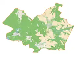Mapa konturowa gminy Narol, na dole po lewej znajduje się punkt z opisem „Piła”