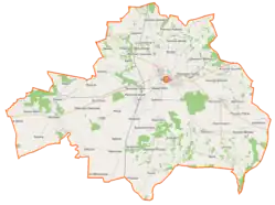 Mapa konturowa gminy Nasielsk, po lewej znajduje się punkt z opisem „Wiktorowo”