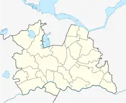 Mapa konturowa Utrechtu, na dole nieco na prawo znajduje się punkt z opisem „Doorn”