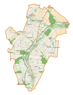 Mapa konturowa gminy Niedrzwica Duża, u góry znajduje się punkt z opisem „Strzeszkowice Duże”
