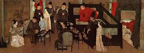 Gu Hongzhong (X w.) Nocne rozrywki Han Xizaia (fragment). Prawdopodobnie kopia pochodząca z czasów dynastii Song