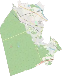 Mapa konturowa Niska, na dole nieco na prawo znajduje się punkt z opisem „Zatyki”