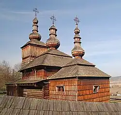 Zrekonstruowana cerkiew św. Paraskewy ze wsi Nová Polianka w skansenie
