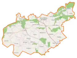 Mapa konturowa gminy Nowe Miasto nad Wartą, blisko centrum na lewo znajduje się punkt z opisem „Chocicza”