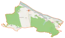 Mapa konturowa gminy Nowy Duninów, w centrum znajduje się punkt z opisem „Kresy”