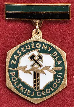 Odznaka honorowa „Zasłużony dla polskiej geologii” (awers)