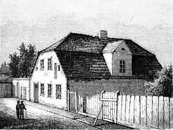 Dworek rozebrany około 1900 (grafika z 1884)