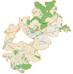 Mapa konturowa gminy wiejskiej Oleśnica, blisko centrum na lewo znajduje się punkt z opisem „Spalice”