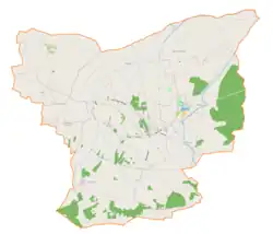 Mapa konturowa gminy Olesno, po lewej nieco u góry znajduje się punkt z opisem „Niwki”