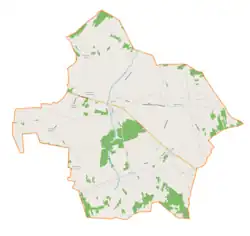 Mapa konturowa gminy Opatów, u góry nieco na lewo znajduje się punkt z opisem „Iwanowice Duże”