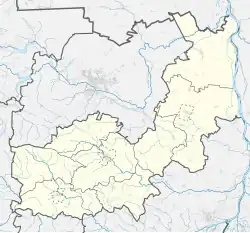 Mapa konturowa powiatu opatowskiego, po prawej znajduje się punkt z opisem „Lasocin”