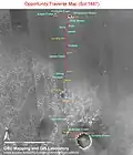 Trasa przebyta przez łazik Opportunity na powierzchni Marsa do 1487 dnia misji, do krateru Victoria