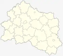 Mapa konturowa obwodu orłowskiego, po prawej znajduje się punkt z opisem „Sudbiszcze”