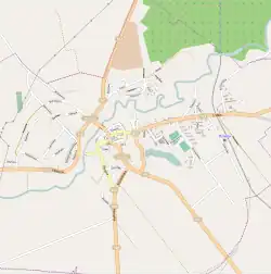 Mapa konturowa Ornety, po prawej znajduje się punkt z opisem „Orneta”