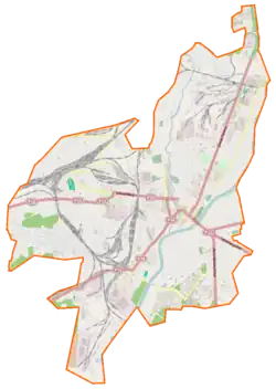 Mapa konturowa Orszy, w centrum znajduje się punkt z opisem „Orsza Wschodnia”